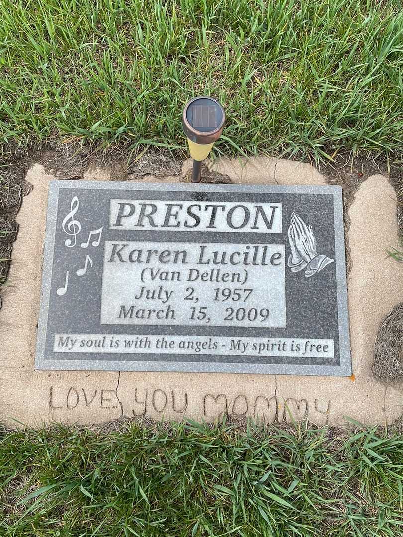 Karen Lucille Van Dellen Preston's grave. Photo 1