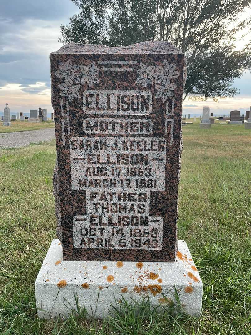 Sarah J. Keeler Ellison's grave. Photo 1