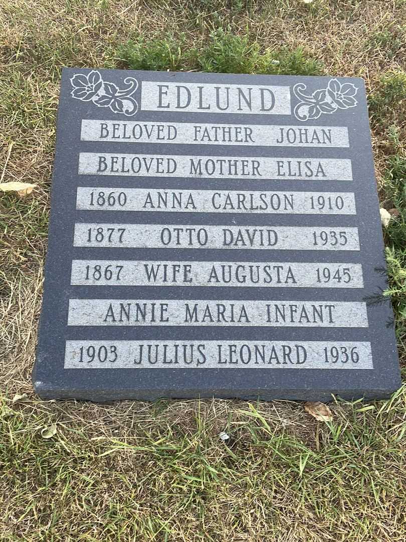Otto David Edlund's grave. Photo 1